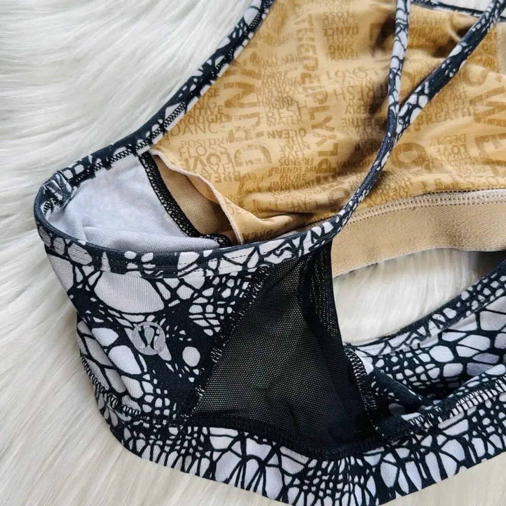 Lululemon Glacier Lace Black and White Flow Y Bra